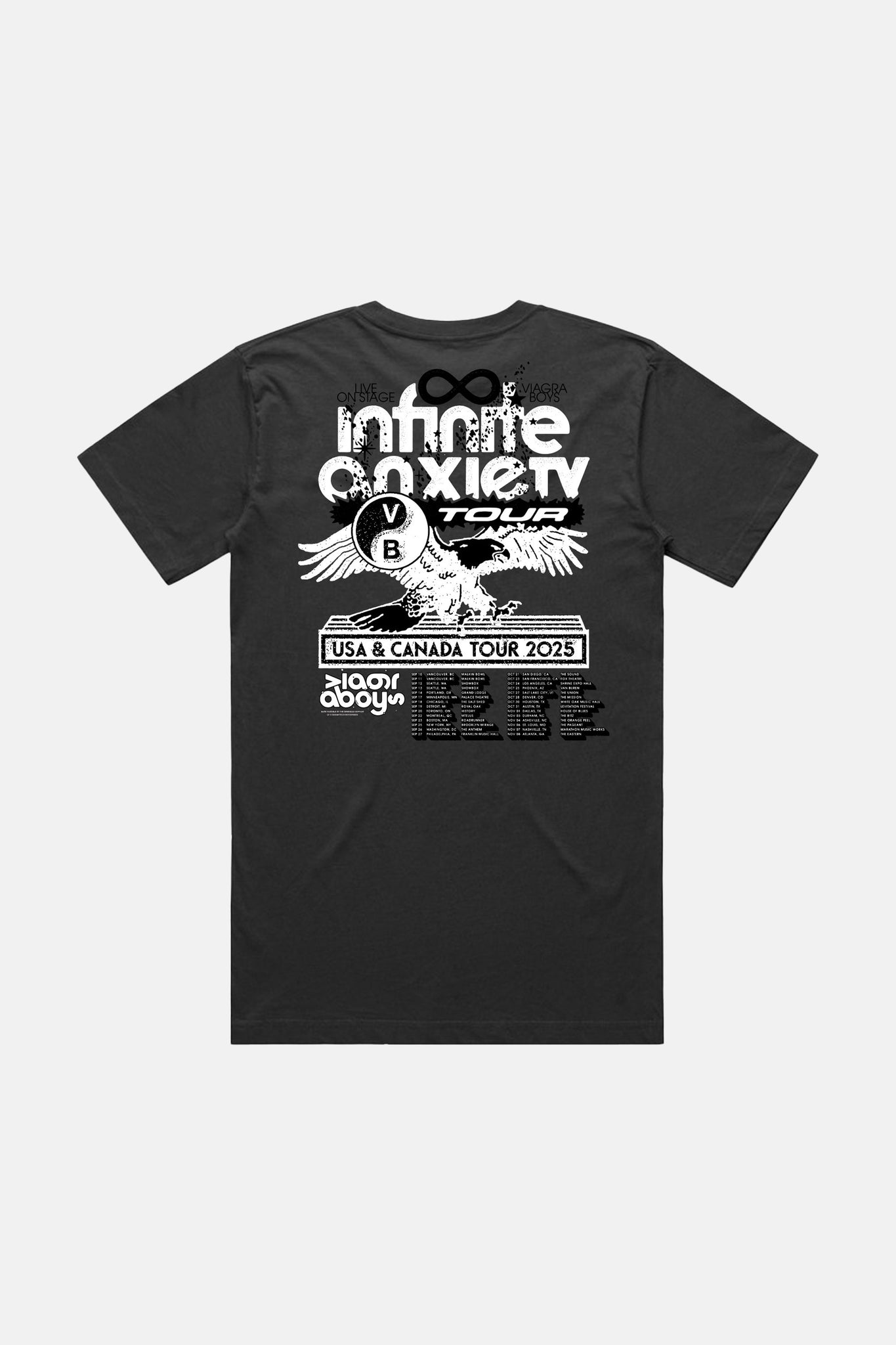 INFINITE ANXIETY TOUR T-SHIRT (COAL) (US/CA TOUR EDITION) – Viagra